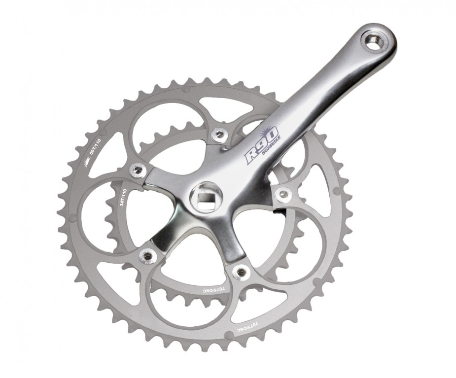 Hajtómű SunRace R9 34/50 170mm ezüst karok, FEKETE ALU tányérokkal FCR9F BOX_AHA